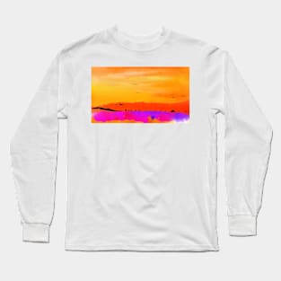 Orange Abstract Sunset Long Sleeve T-Shirt